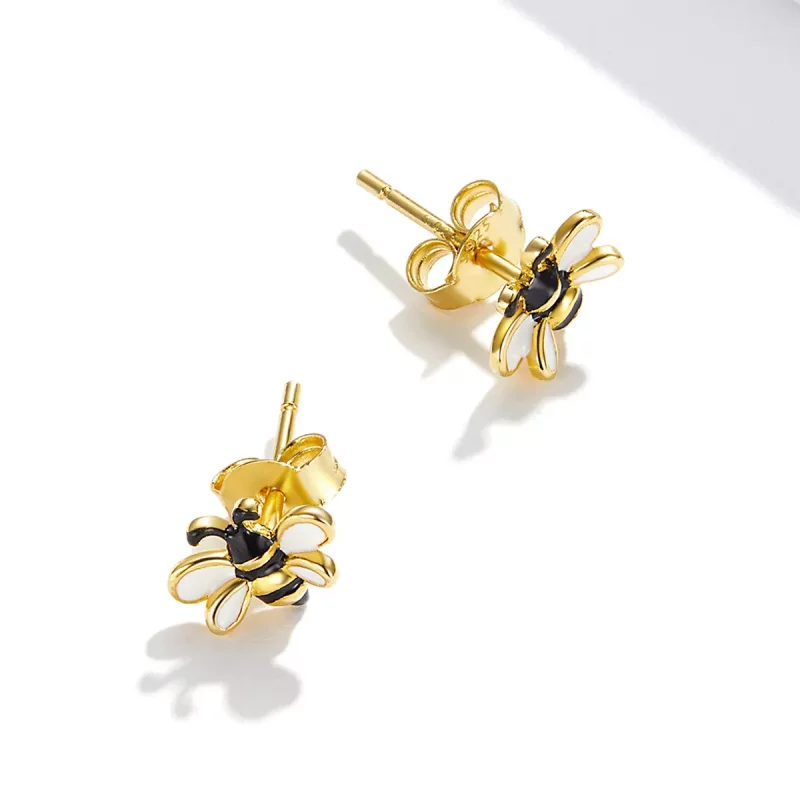 (imagen para) Pendientes de botón estilo Pandora con abeja de dibujos animados - SCE1182 - Ver 2