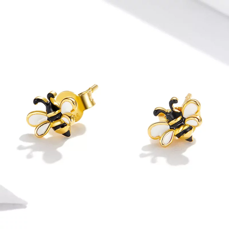 (imagen para) Pendientes de botón estilo Pandora con abeja de dibujos animados - SCE1182 - Ver 3