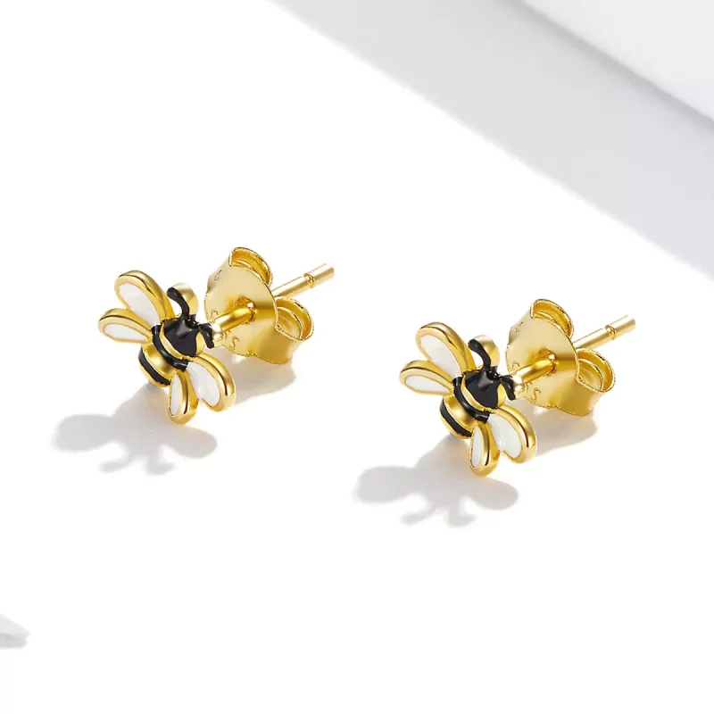 (imagen para) Pendientes de botón estilo Pandora con abeja de dibujos animados - SCE1182 - Ver 4