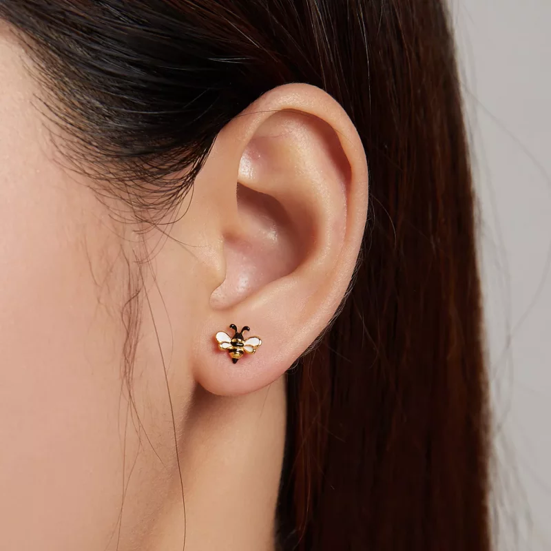 (imagen para) Pendientes de botón estilo Pandora con abeja de dibujos animados - SCE1182 - Ver 5