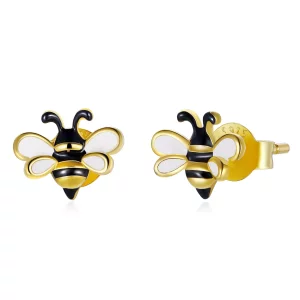 (imagen para) Pendientes de botón estilo Pandora con abeja de dibujos animados - SCE1182
