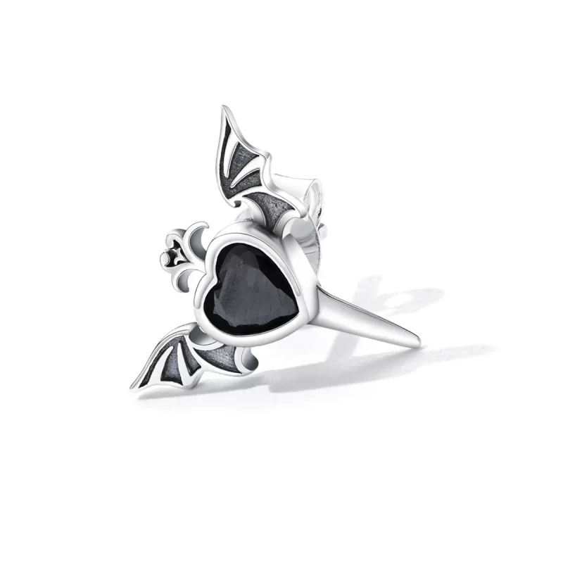 (imagen para) Pendientes de Botón Estilo Pandora con Alas de Amor - SCE1179-BK - Ver 2