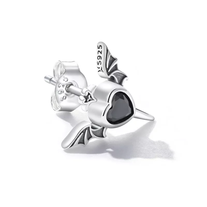(imagen para) Pendientes de Botón Estilo Pandora con Alas de Amor - SCE1179-BK - Ver 3