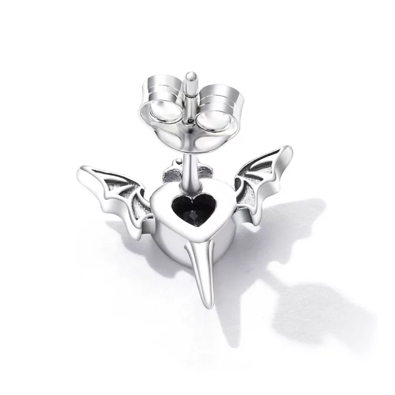 (imagen para) Pendientes de Botón Estilo Pandora con Alas de Amor - SCE1179-BK - Ver 4