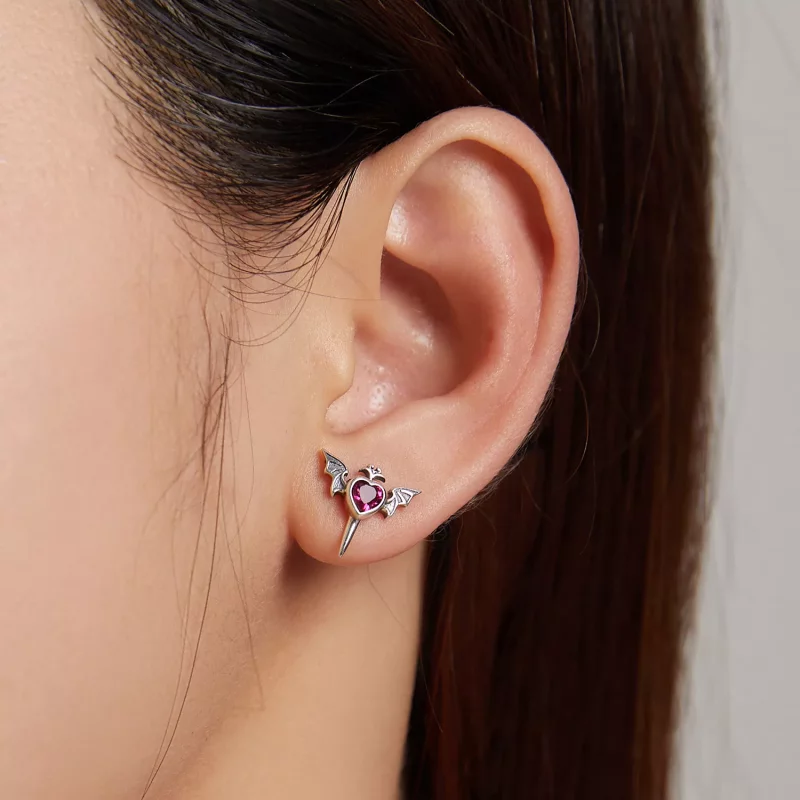 (imagen para) Pendientes de botón estilo Pandora con alas de amor - SCE1179 - Ver 5