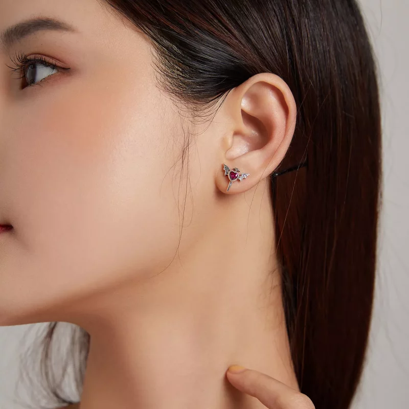 (imagen para) Pendientes de botón estilo Pandora con alas de amor - SCE1179 - Ver 7