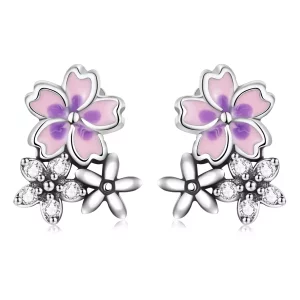 (imagen para) Pendientes de botón estilo Pandora con delicadas flores - SCE1390