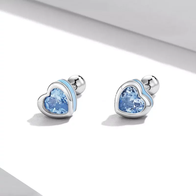 (imagen para) Pendientes de botón estilo Pandora con diseño de amor simple - SCE1352-LB - Ver 2
