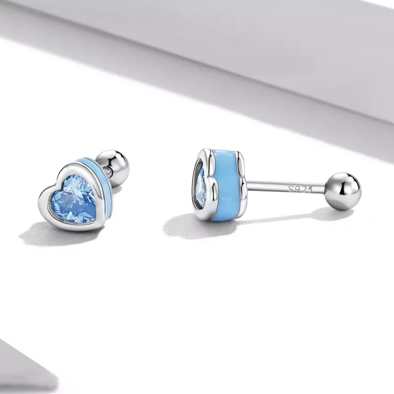 (imagen para) Pendientes de botón estilo Pandora con diseño de amor simple - SCE1352-LB - Ver 3