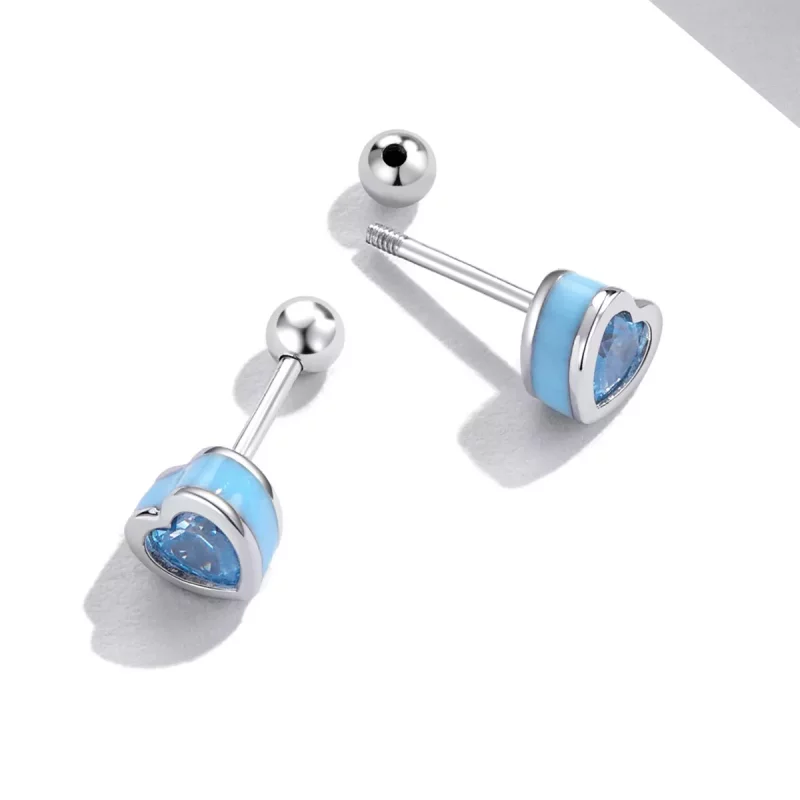 (imagen para) Pendientes de botón estilo Pandora con diseño de amor simple - SCE1352-LB - Ver 4