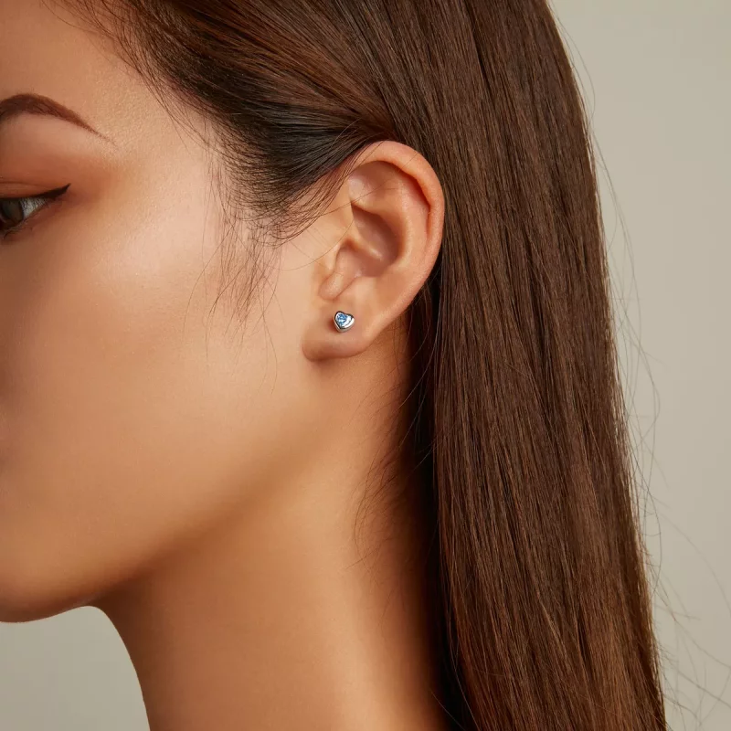 (imagen para) Pendientes de botón estilo Pandora con diseño de amor simple - SCE1352-LB - Ver 6
