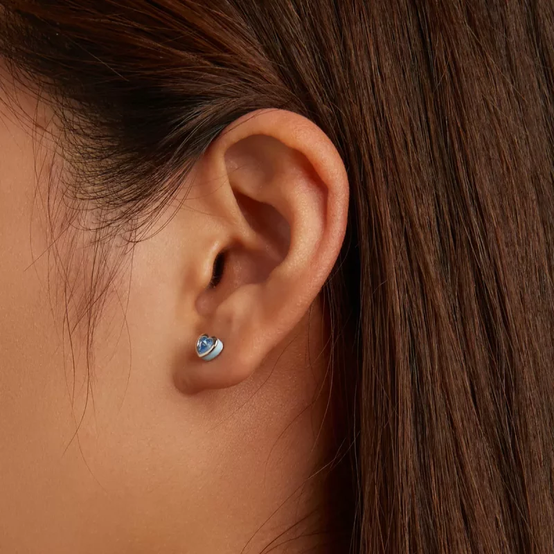 (imagen para) Pendientes de botón estilo Pandora con diseño de amor simple - SCE1352-LB - Ver 7