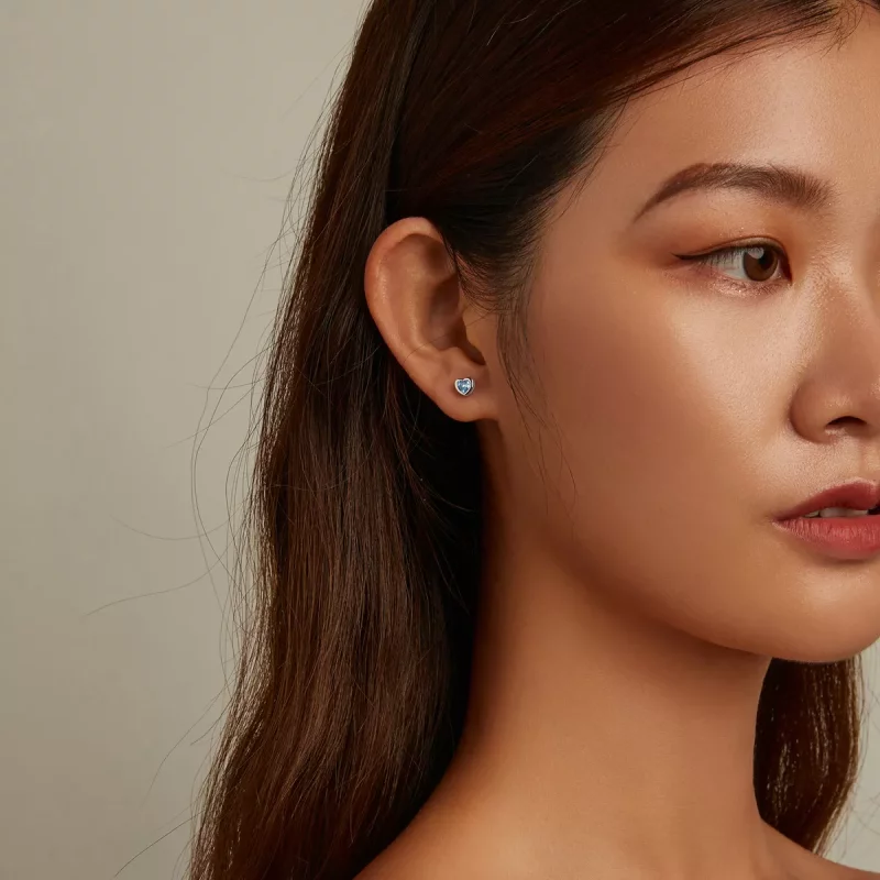 (imagen para) Pendientes de botón estilo Pandora con diseño de amor simple - SCE1352-LB - Ver 8