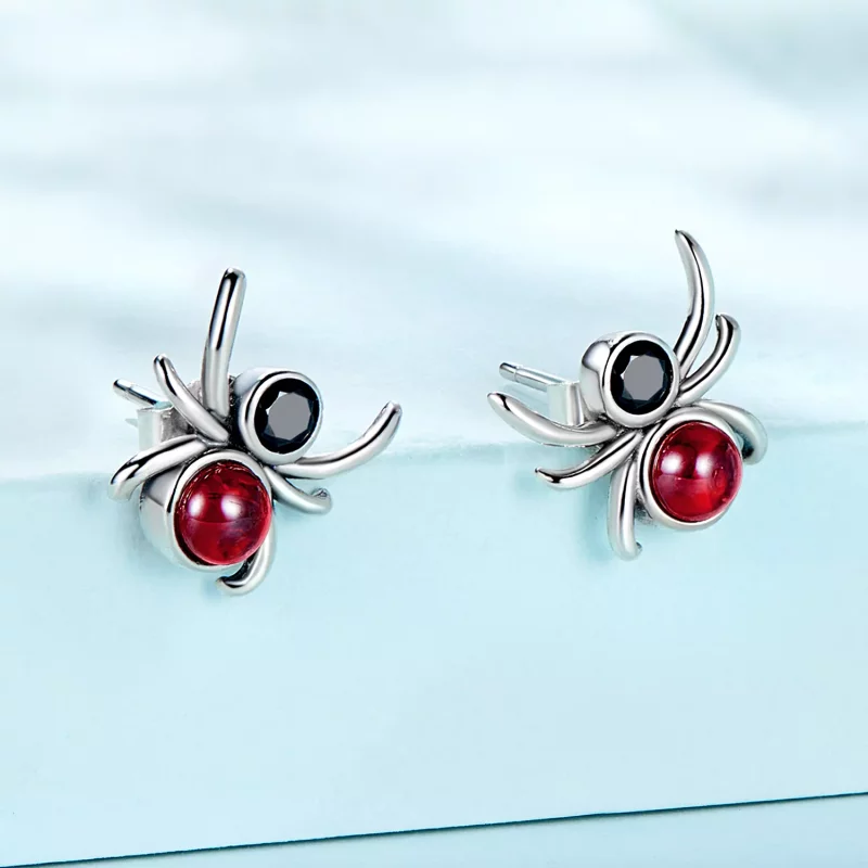 (imagen para) Pendientes de botón estilo Pandora con diseño de araña - SCE1517 - Ver 2