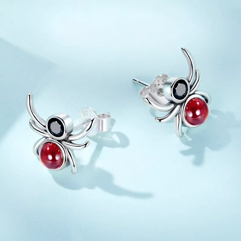 (imagen para) Pendientes de botón estilo Pandora con diseño de araña - SCE1517 - Ver 4