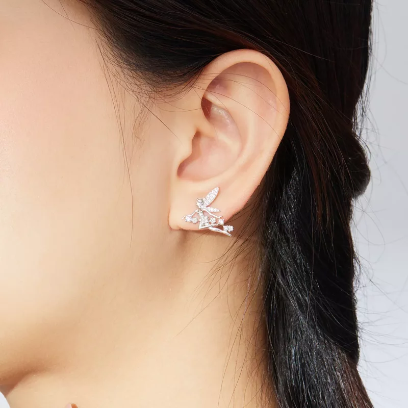 (imagen para) Pendientes de botón estilo Pandora con diseño de elfo de flores - BSE341 - Ver 6