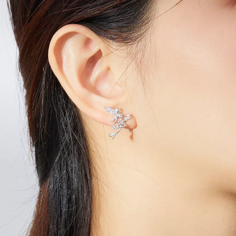 (imagen para) Pendientes de botón estilo Pandora con diseño de elfo de flores - BSE341 - Ver 7