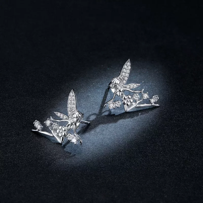 (imagen para) Pendientes de botón estilo Pandora con diseño de elfo de flores - BSE341 - Ver 8