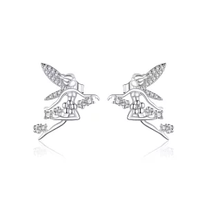(imagen para) Pendientes de botón estilo Pandora con diseño de elfo de flores - BSE341