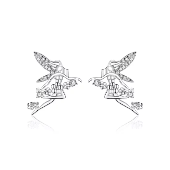 (imagen para) Pendientes de botón estilo Pandora con diseño de elfo de flores - BSE341