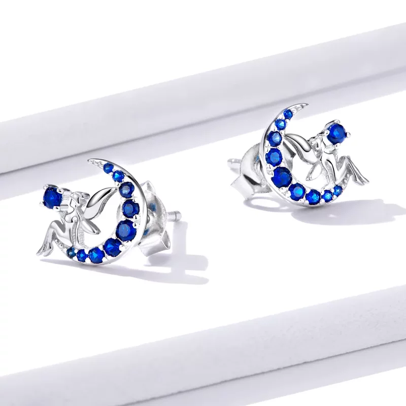 (imagen para) Pendientes de botón estilo Pandora con diseño de elfo de la luna - BSE376 - Ver 4