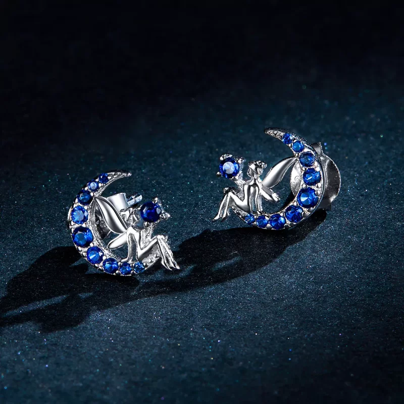 (imagen para) Pendientes de botón estilo Pandora con diseño de elfo de la luna - BSE376 - Ver 5
