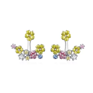 (imagen para) Pendientes de botón estilo Pandora con diseño de racimo de flores - BSE106