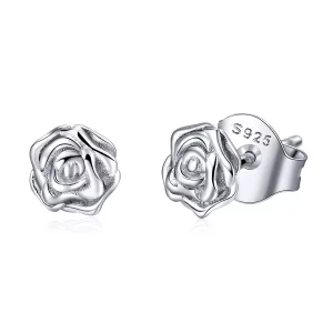(imagen para) Pendientes de botón estilo Pandora con diseño de rosa - BSE012