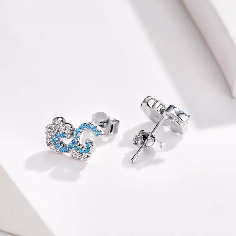 (imagen para) Pendientes de botón estilo Pandora con diseño de spray de verano - BSE121 - Ver 2
