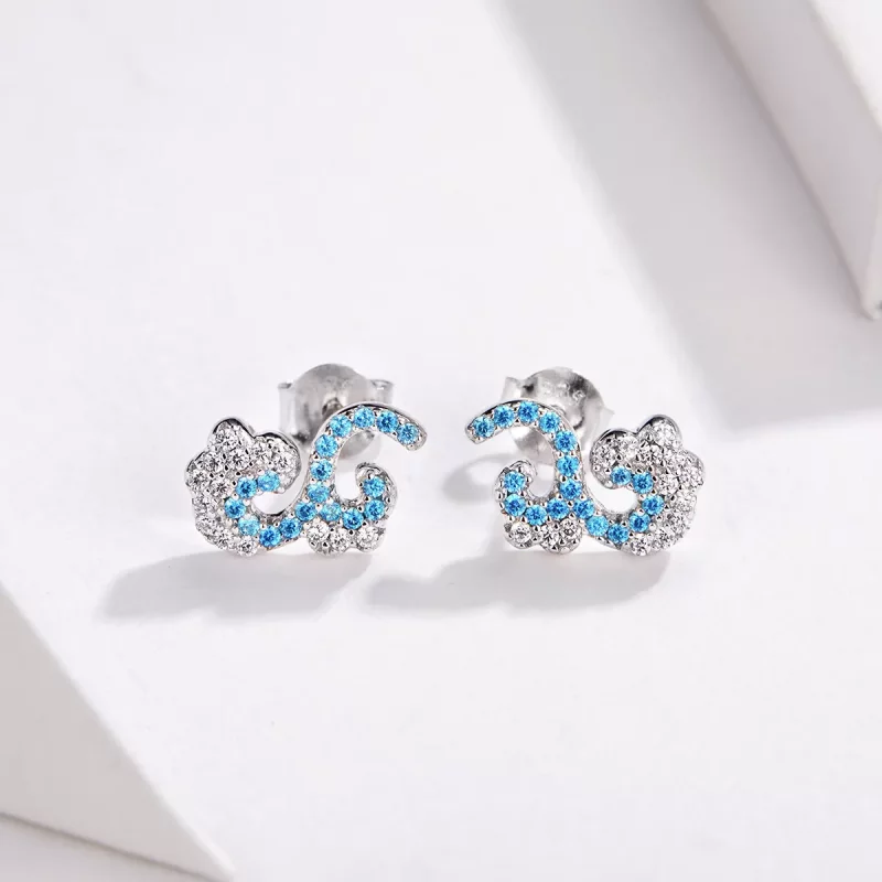 (imagen para) Pendientes de botón estilo Pandora con diseño de spray de verano - BSE121 - Ver 3