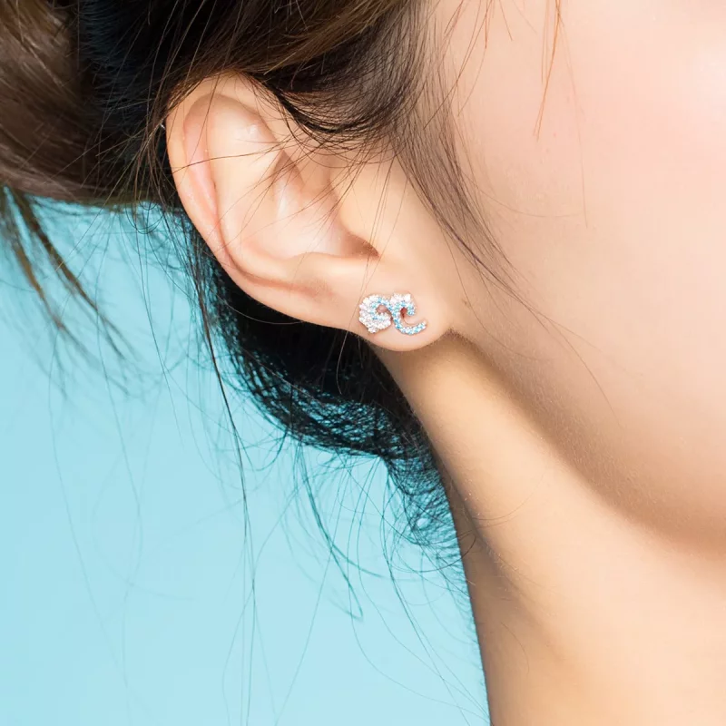 (imagen para) Pendientes de botón estilo Pandora con diseño de spray de verano - BSE121 - Ver 5