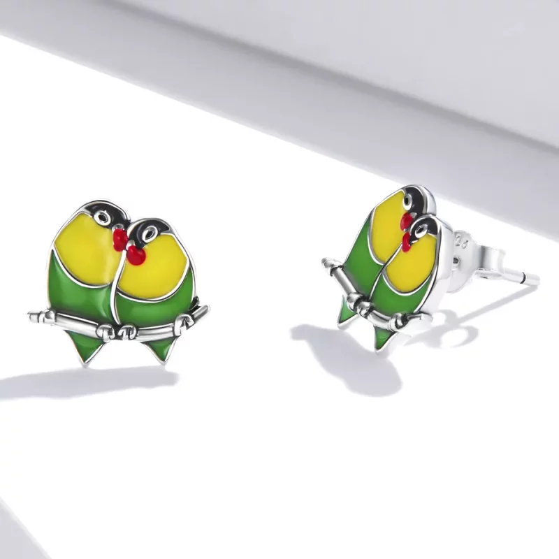 (imagen para) Pendientes de botón estilo Pandora con dos orioles - SCE1278 - Ver 4