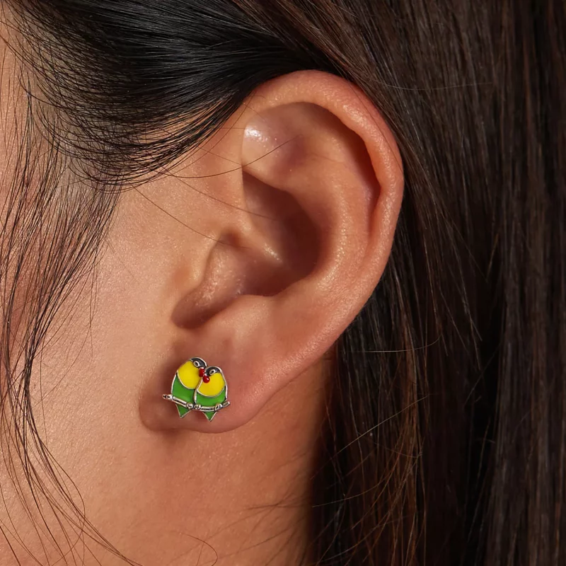 (imagen para) Pendientes de botón estilo Pandora con dos orioles - SCE1278 - Ver 6