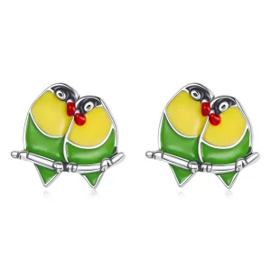 Pendientes de botón estilo Pandora con dos orioles - SCE1278 (imagen para) Pendientes de botón estilo Pandora con dos orioles - SCE1278