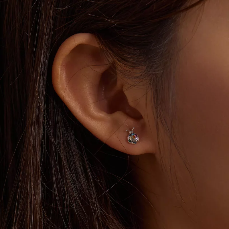 (imagen para) Pendientes de botón estilo Pandora con escarabajos coloridos - BSE560 - Ver 8