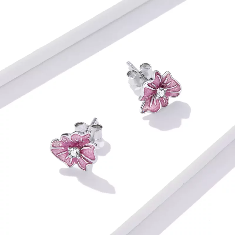 (imagen para) Pendientes de botón estilo Pandora con estambres florecientes - BSE471 - Ver 4