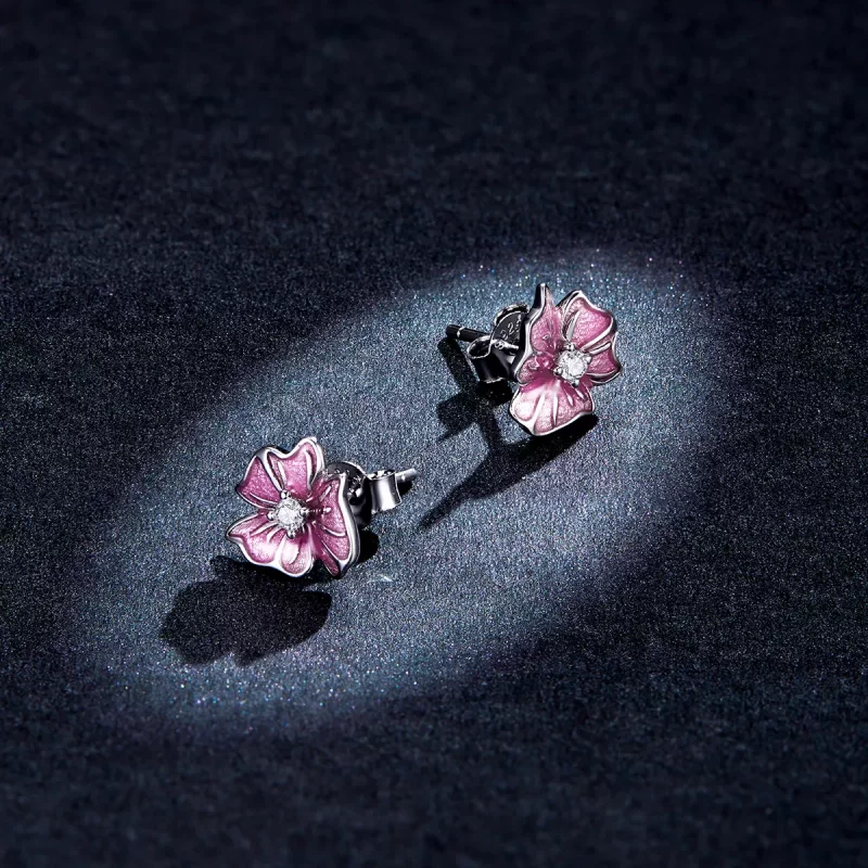 (imagen para) Pendientes de botón estilo Pandora con estambres florecientes - BSE471 - Ver 5