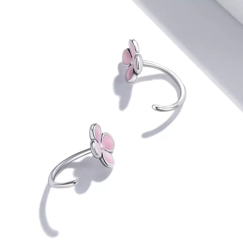 (imagen para) Pendientes de botón estilo Pandora con flores rosas - SCE1286 - Ver 4