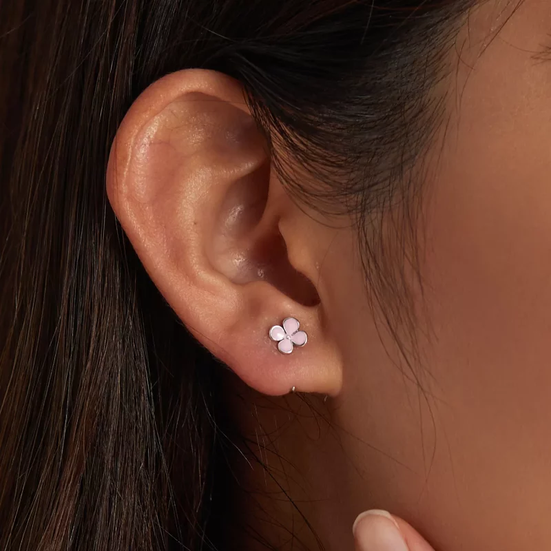 (imagen para) Pendientes de botón estilo Pandora con flores rosas - SCE1286 - Ver 7