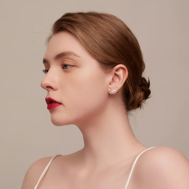 (imagen para) Pendientes de botón estilo Pandora con flores - SCE1462 - Ver 5