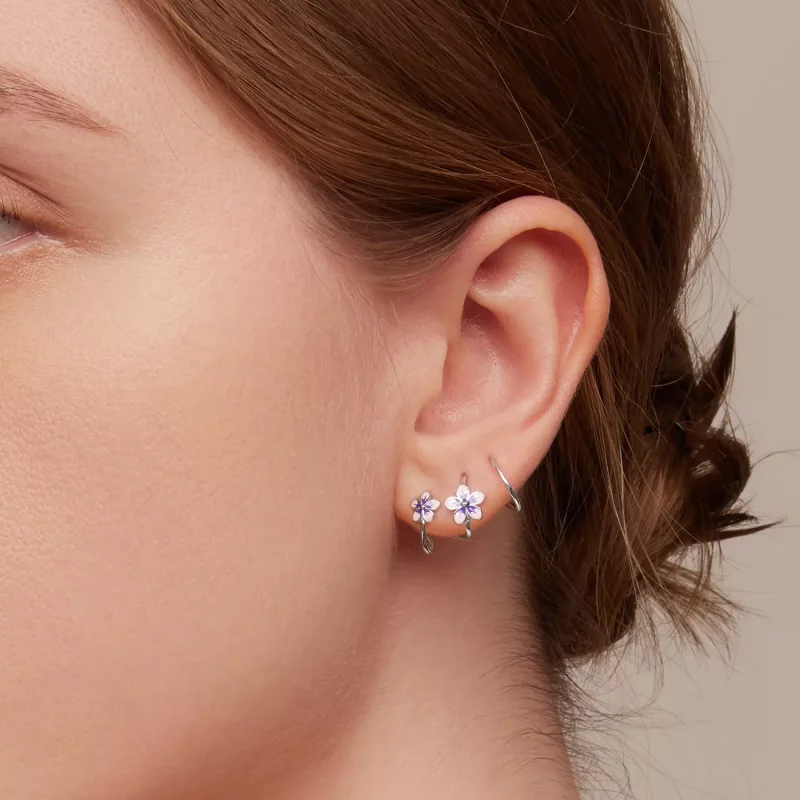(imagen para) Pendientes de botón estilo Pandora con flores - SCE1462 - Ver 7