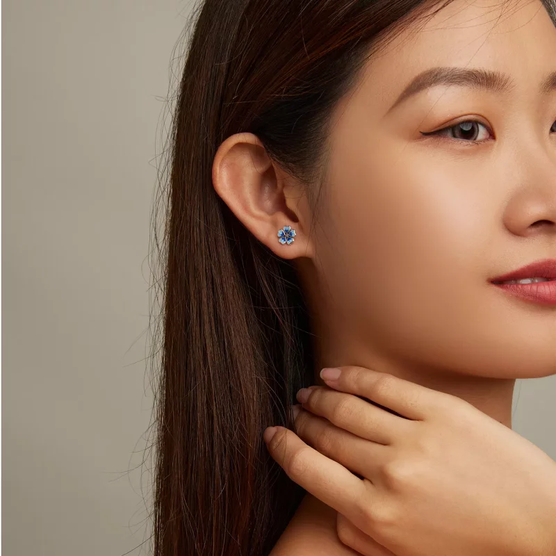 (imagen para) Pendientes de botón estilo Pandora con flores - SCE1513 - Ver 7