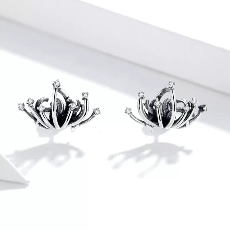 (imagen para) Pendientes de botón estilo Pandora con Lycoris radiata - SCE940 - Ver 2