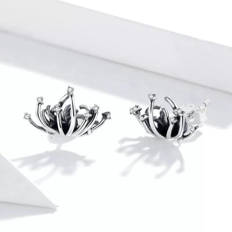 (imagen para) Pendientes de botón estilo Pandora con Lycoris radiata - SCE940 - Ver 3