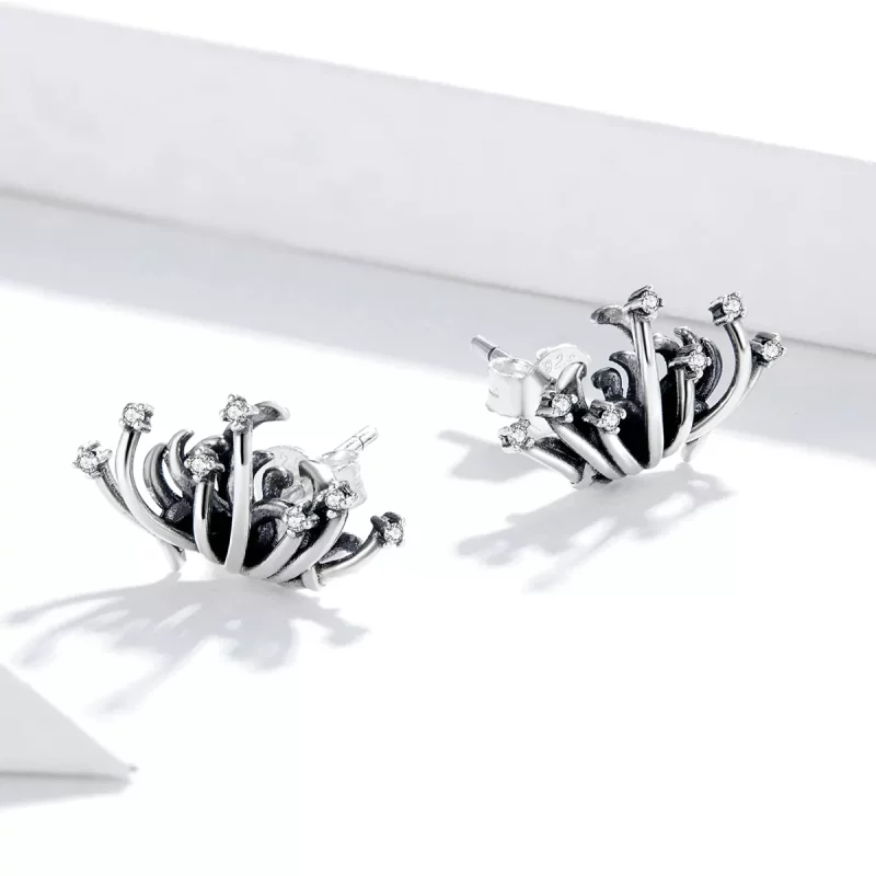 (imagen para) Pendientes de botón estilo Pandora con Lycoris radiata - SCE940 - Ver 4