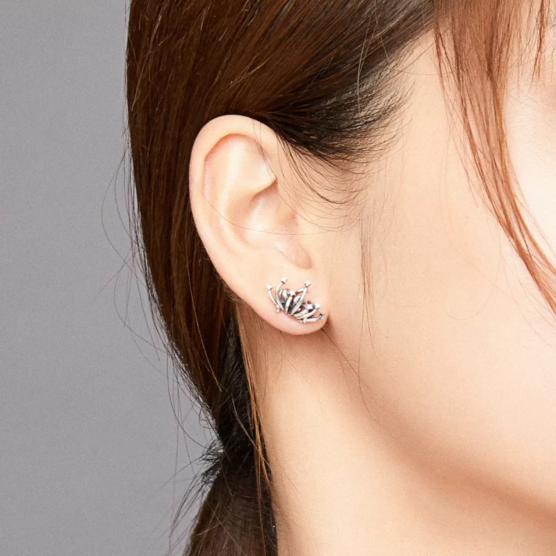 (imagen para) Pendientes de botón estilo Pandora con Lycoris radiata - SCE940 - Ver 6