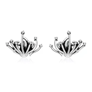 (imagen para) Pendientes de botón estilo Pandora con Lycoris radiata - SCE940