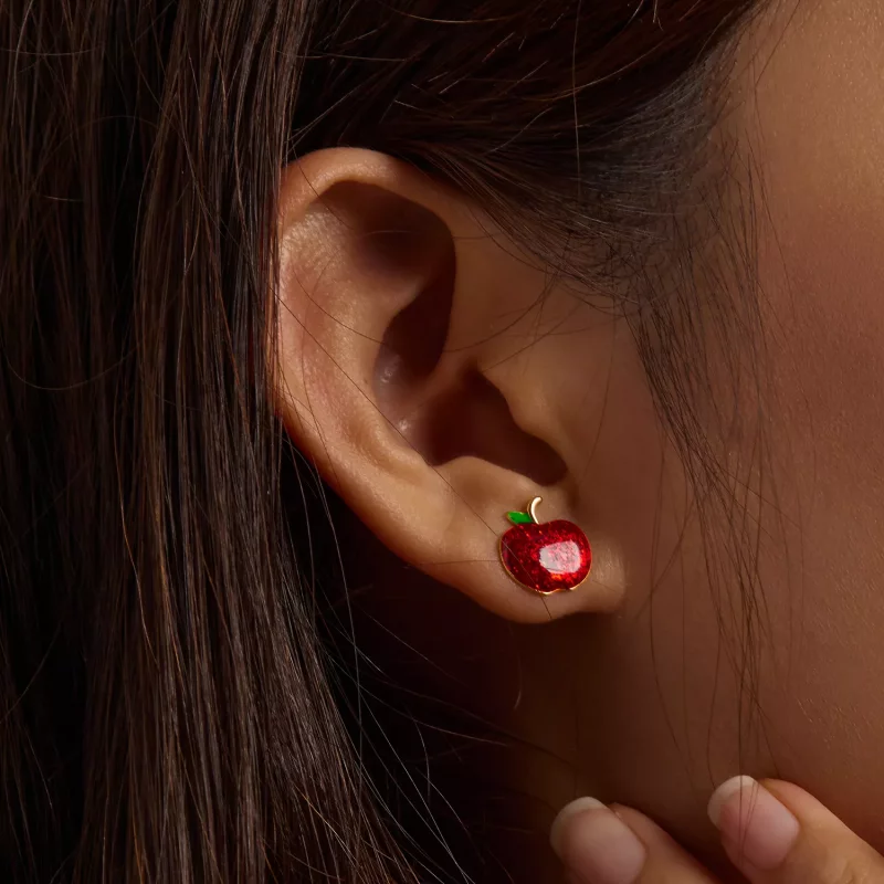 (imagen para) Pendientes de botón estilo Pandora con manzanas navideñas - SCE1314 - Ver 7