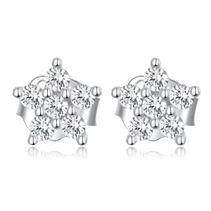 (imagen para) Pendientes de botón estilo Pandora con mini flores - BSE598-A