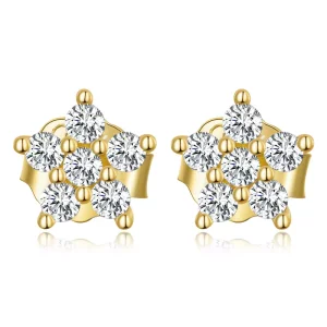 (imagen para) Pendientes de botón estilo Pandora con mini flores - BSE598-B